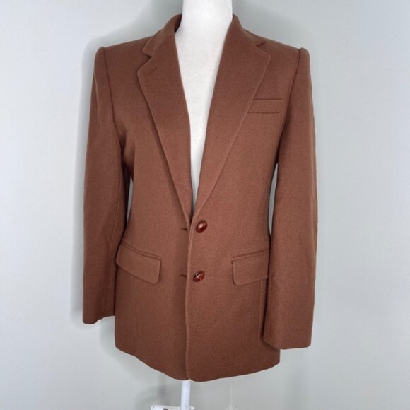 Vintage Lauren Ralph Lauren Wool Cashmere Brown Blazer Jacket 4 - Picture 1 of 8